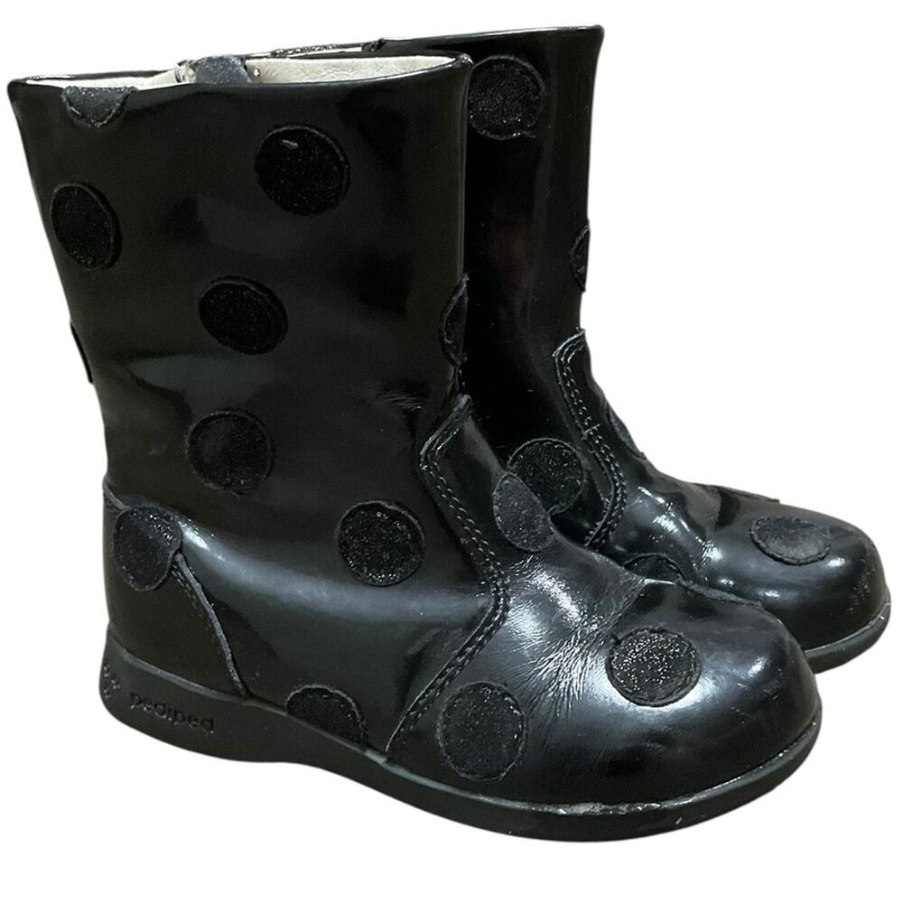 Pediped Girl’s Leather Upper Polka Dot Boots Eur 26 US Size 9-9.5